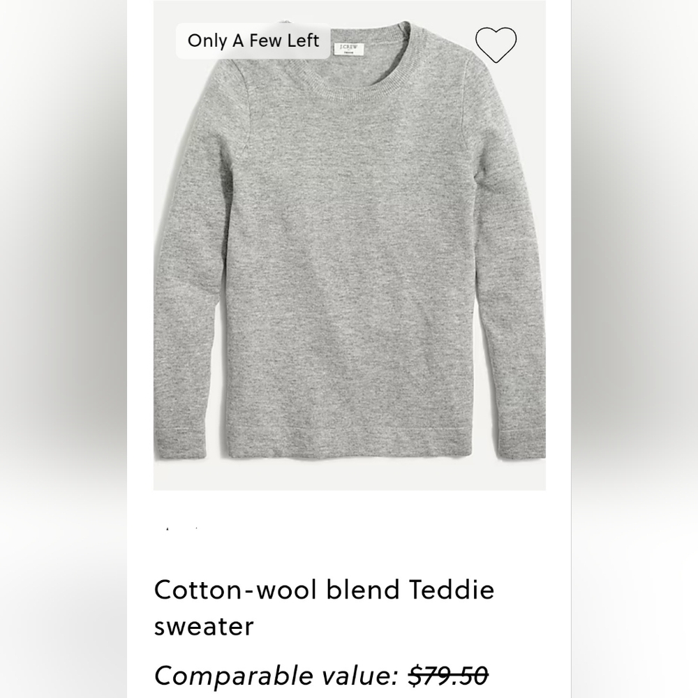 J.Crew Cotton/Wool Teddie Fall/Winter Sweater NWT Sz M